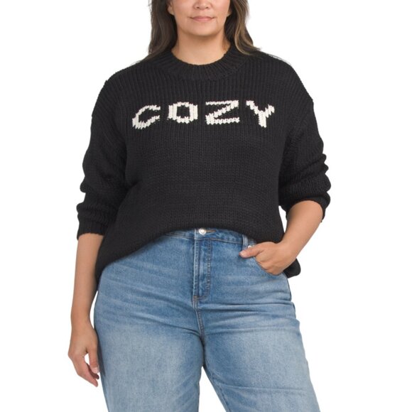 GILLI Sweaters - GILLI Black/white Plus Cozy Sweater
